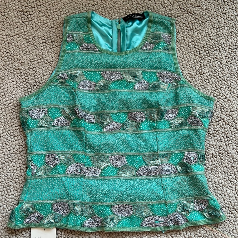 Green Sequin Top—Size Large